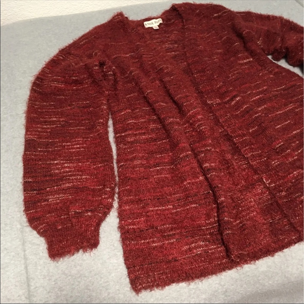 Knox Rose Womens Cardigan Sweater Size Large Longline Boho Eyelash Knit Cozy